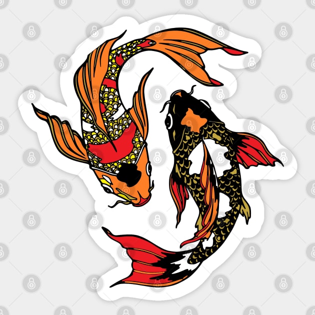 Yin Yang Koi Carp Fish Cut Out Sticker by taiche